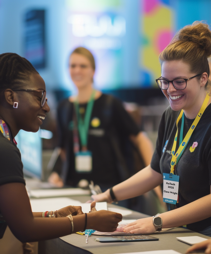 Check-in staff at an event