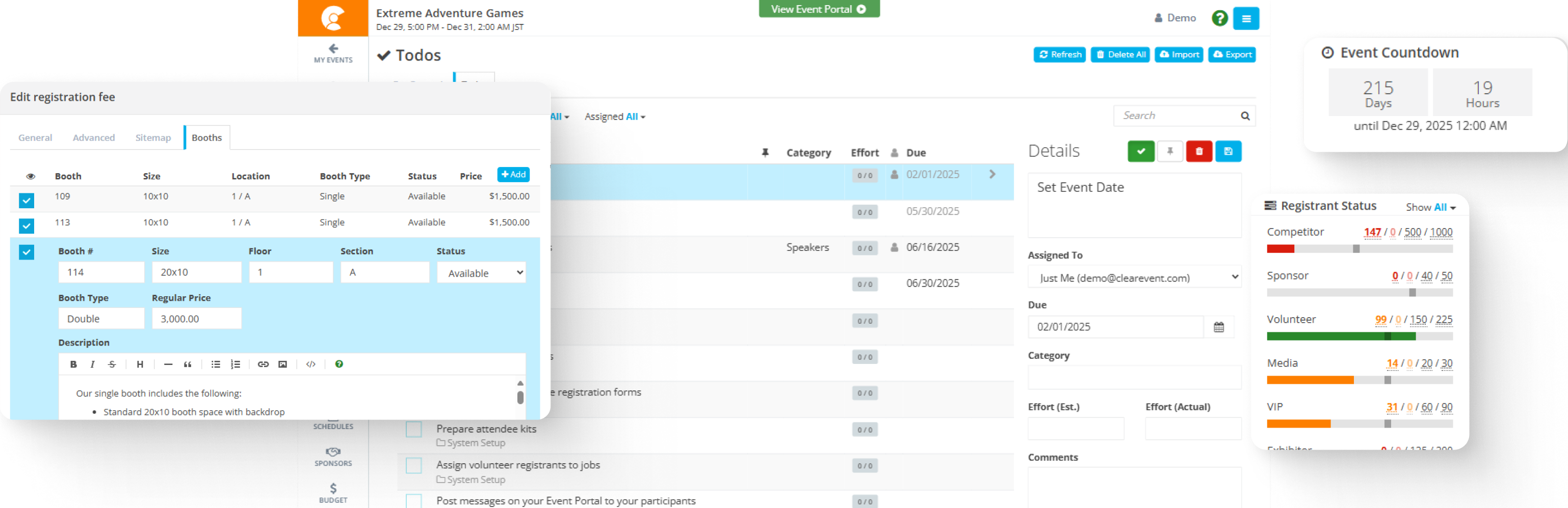 ClearEvent app screens overview